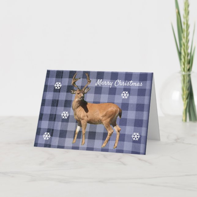 Tarjeta de Navidades de ciervos Blue Woodland de B (Anverso)