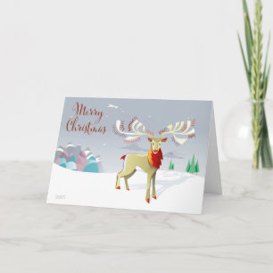 Tarjeta de Navidades de ciervos festivos con mensa