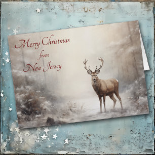 Tarjeta de Navidades de ciervos forestales de Nuev
