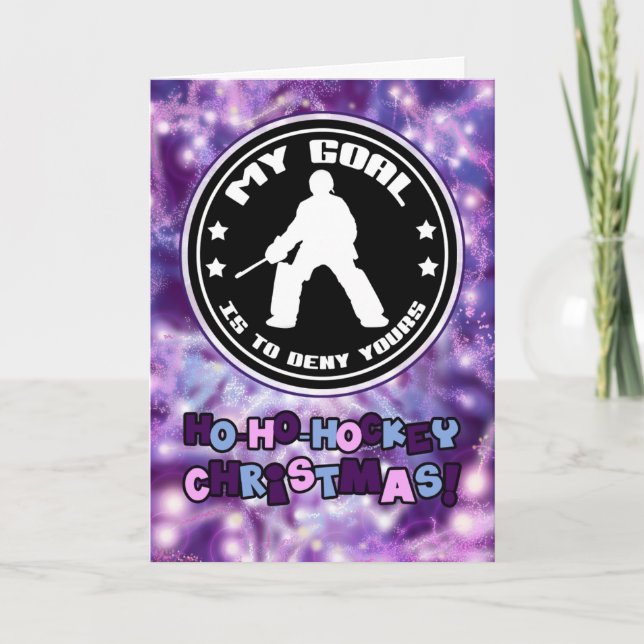 Tarjeta de Navidades de citas de golfista de hocke (Anverso)
