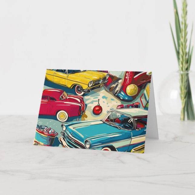 Tarjeta de Navidades de coches de época (Anverso)