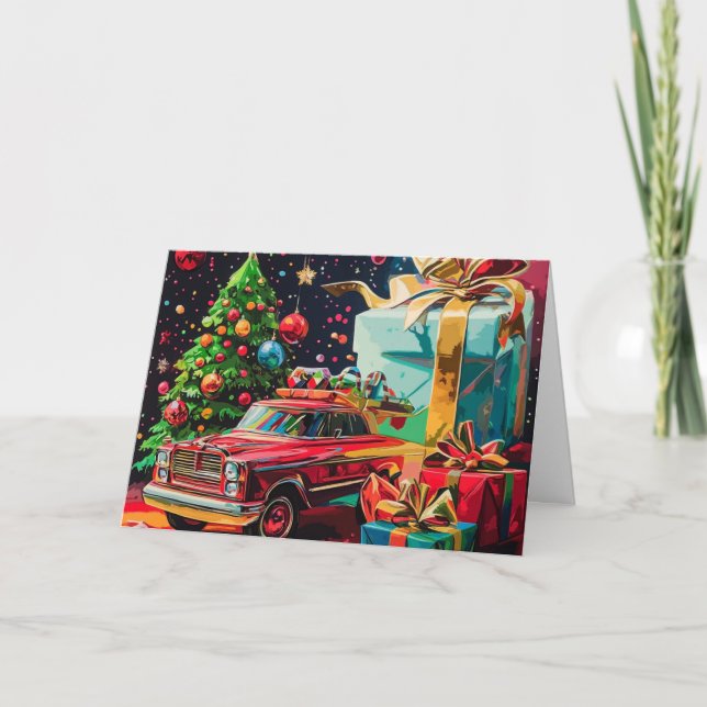 Tarjeta de Navidades de coches de época (Anverso)