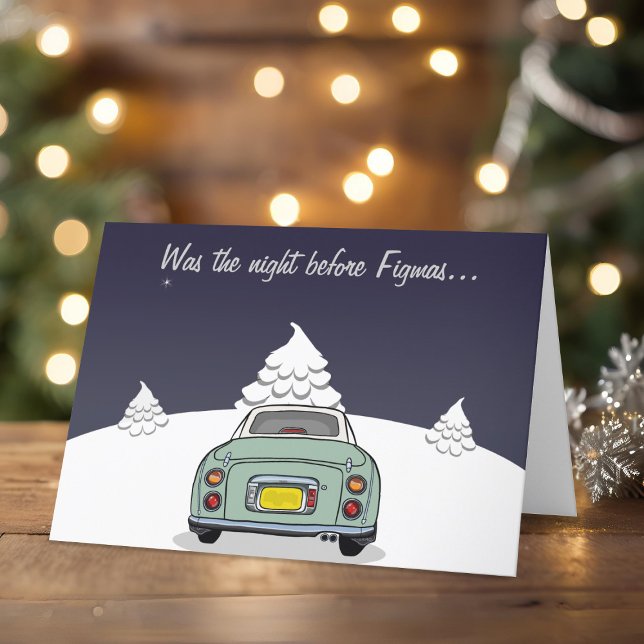 Tarjeta de Navidades de coches de Green Figaro (Happy Fig-mas! A fun figgy themed christmas card to send to your car! (or your figgy loving friends))