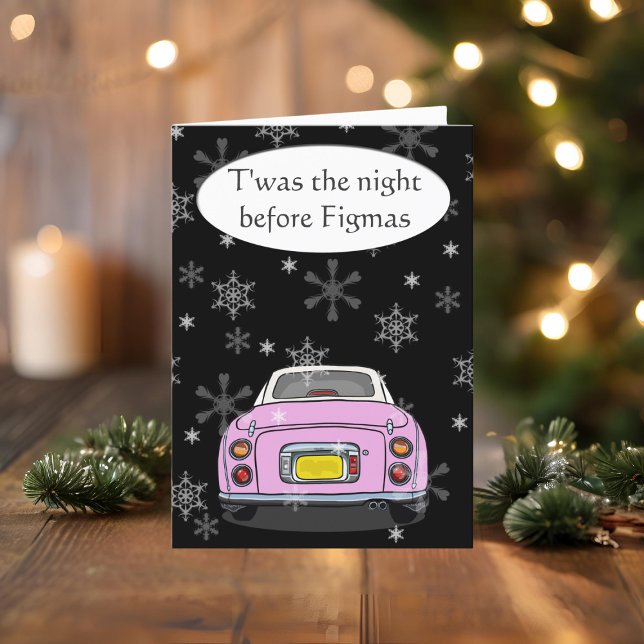 Tarjeta de Navidades de coches Figaro Rosa (Happy Fig-mas! A fun figgy themed christmas card to send to your car! (or your figgy loving friends))