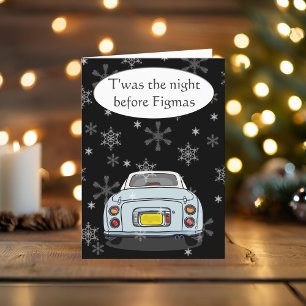 Tarjeta de Navidades de coches Pale Aqua Figaro