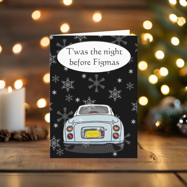 Tarjeta de Navidades de coches Pale Aqua Figaro (Happy Fig-mas! A fun figgy themed christmas card to send to your car! (or your figgy loving friends))