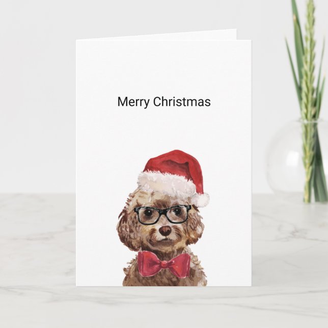 Tarjeta de Navidades de Cockapoo marrón (Anverso)