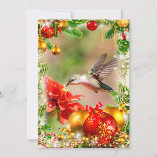 Tarjeta de Navidades de colibrí con aguijón (Anverso)