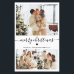 Tarjeta de Navidades de Collage de fotos Budget He<br><div class="desc">Elegante presupuesto Moderno guión de corazón blanco y negro 3 Collages de fotos Feliz Navidad Script Tarjeta delgada. Nota: más delgada que la postal! Esta festividad, mínima plantilla de tres (3) fotos de tarjetas de vacaciones incluye un collage de fotos de bonito, un poco de corazón de doodle y dice...</div>