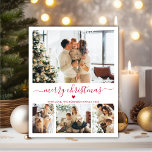Tarjeta de Navidades de Collage de fotos de código<br><div class="desc">Elegante Presupuestario Estilo Corazón Rojo Moderno Guión 4 Collages de fotos Feliz Navidad Script Tarjeta Delgada. Nota: más delgada que la postal! Esta festividad mínima de cuatro (4) plantillas de tarjetas de vacaciones fotográficas presenta un collage de fotos de bonito, un pequeño corazón de doodle y dice ¡Feliz Navidad! El...</div>