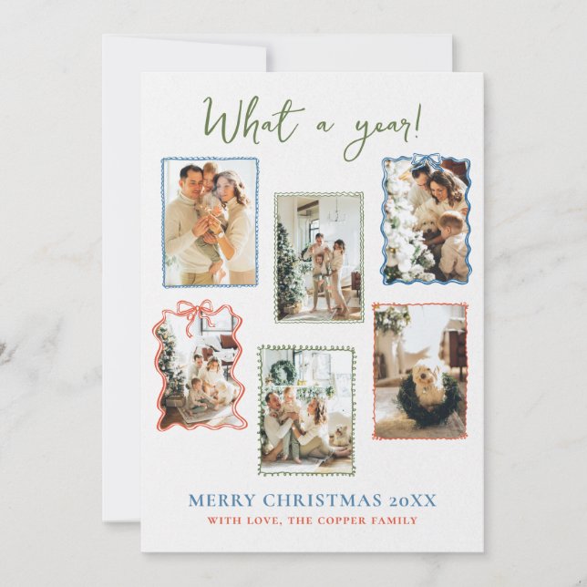 Tarjeta de Navidades de Collage de fotos de famili (Anverso)