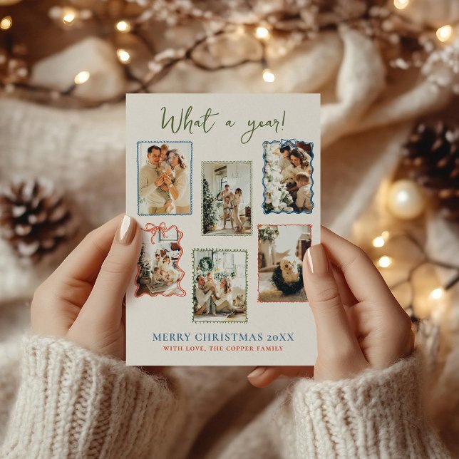 Tarjeta de Navidades de Collage de fotos de famili (Subido por el creador)