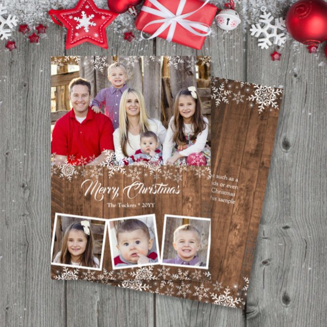 Tarjeta de Navidades de Collage de fotos Rustic Sn (Subido por el creador)