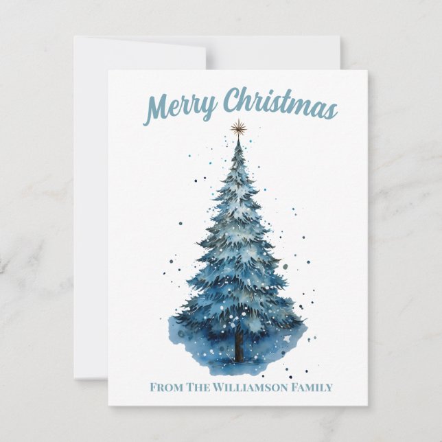 Tarjeta de Navidades de color azul y blanco (Anverso)