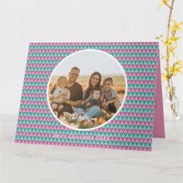 Tarjeta de Navidades de colores rosa y verde paste