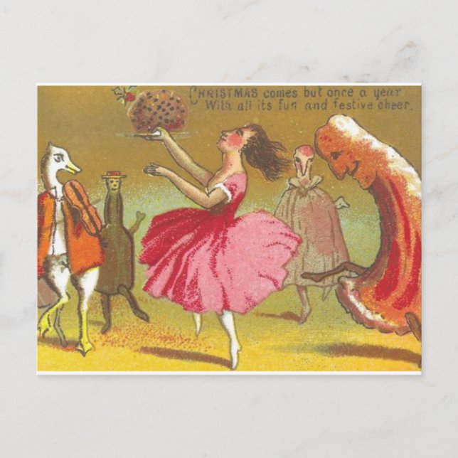 Tarjeta de navidades de comida de baile aterradora (Anverso)