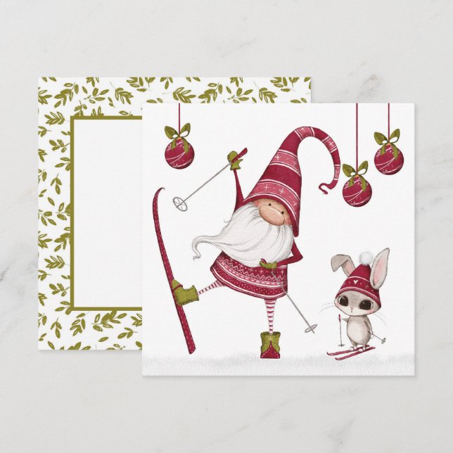 Tarjeta de Navidades de conejo y ganancia para esq (Anverso / Reverso)