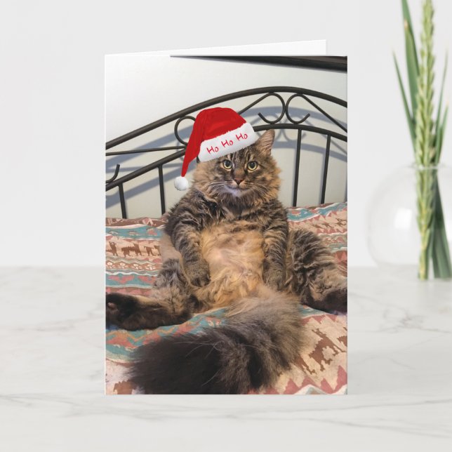 Tarjeta de Navidades de cookies de Santa Cat (Anverso)