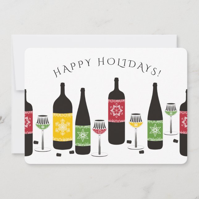 Tarjeta de Navidades de copas de vino con copas de (Anverso)