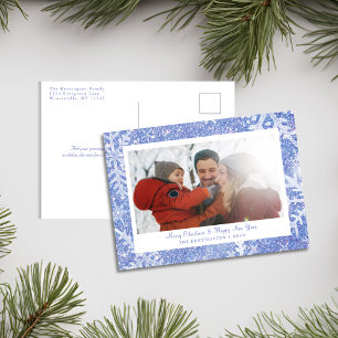 Tarjeta de Navidades de copos de nieve azul person