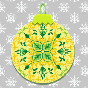 Tarjeta de Navidades de copos de nieve con ornamen