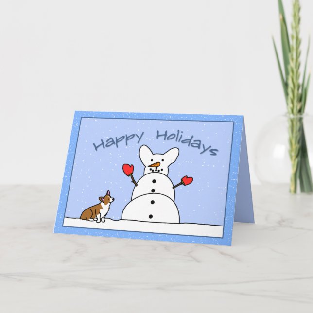 Tarjeta de Navidades de Corgi Felices Fiestas (Anverso)