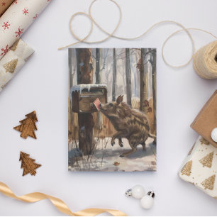 Tarjeta de navidades de correo de cerdo salvaje