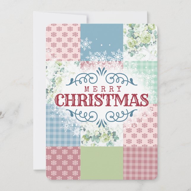 Tarjeta de Navidades de costura de colcha de tela  (Anverso)