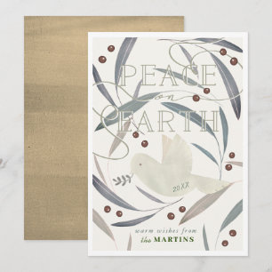 Tarjeta de Navidades de crema de paloma blanca Pea