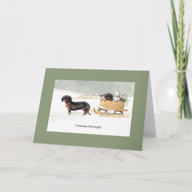 Tarjeta de Navidades de cristales y cachorros de D (Anverso)