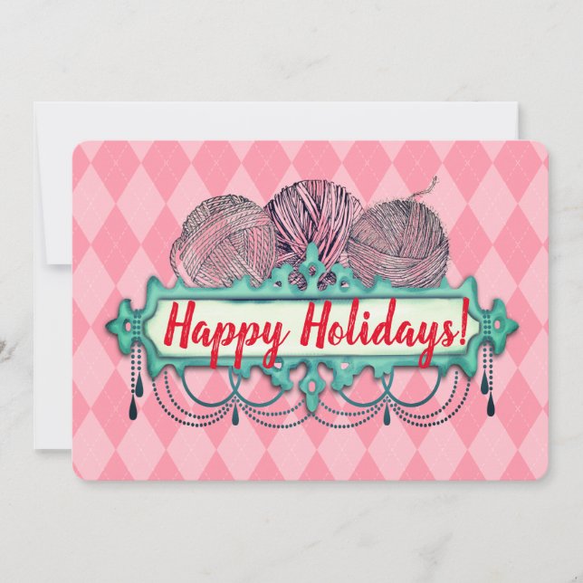 Tarjeta de Navidades de crochet de punto de hilado (Anverso)