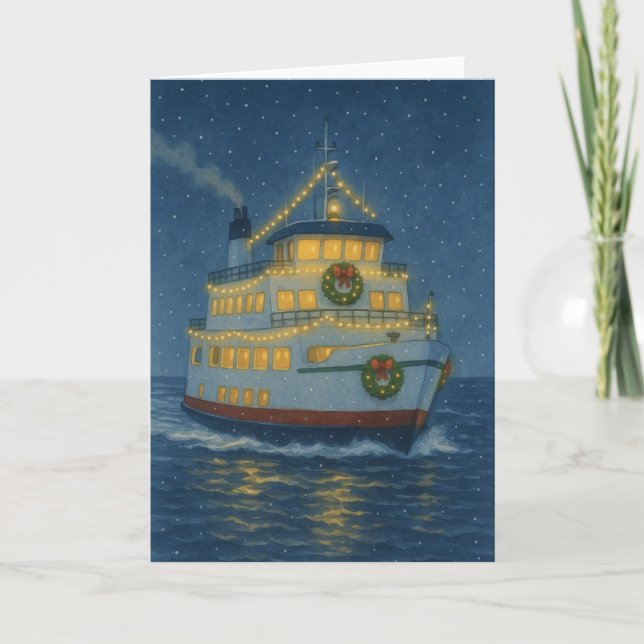Tarjeta de Navidades de Crossing Ferry de vacacion (Anverso)