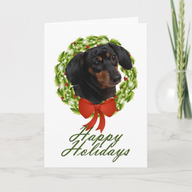 Tarjeta de Navidades de Dachshund (Anverso)