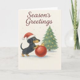 Tarjeta de Navidades de Dachshund Cute - Perro de