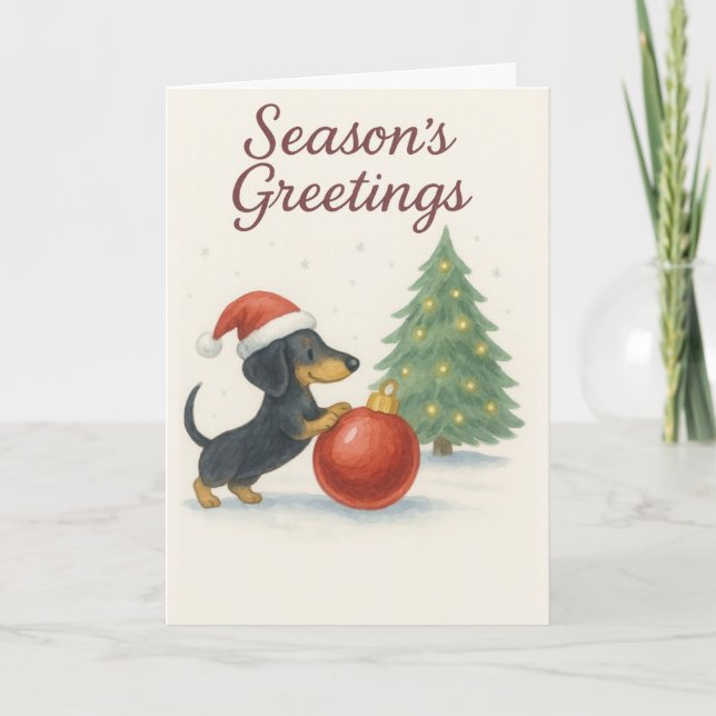 Tarjeta de Navidades de Dachshund Cute - Perro de  (Anverso)