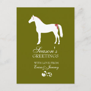 Tarjeta de Navidades de Damasco Red and Green Hors