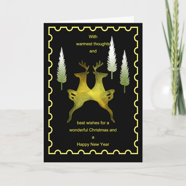 Tarjeta de Navidades de Deer de Warmest Thoughts (Anverso)