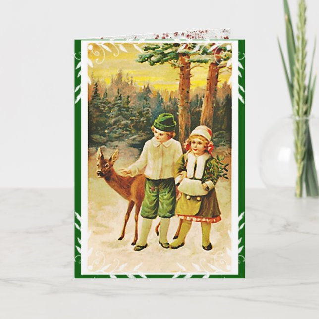 Tarjeta de Navidades de Deer Woodland Alemán (Anverso)
