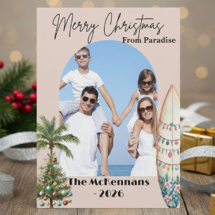 Tarjeta de Navidades de destino de playa tropical