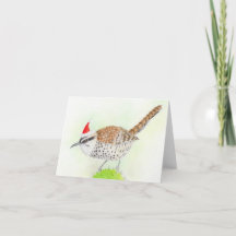 Tarjeta de Navidades de dibujo de pájaro Cactus Wr