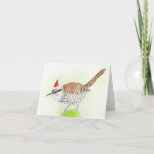 Tarjeta de Navidades de dibujo de pájaro Cactus Wr