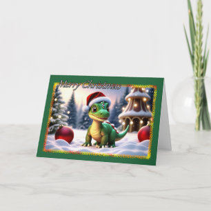 Tarjeta de Navidades de dinosaurios curados