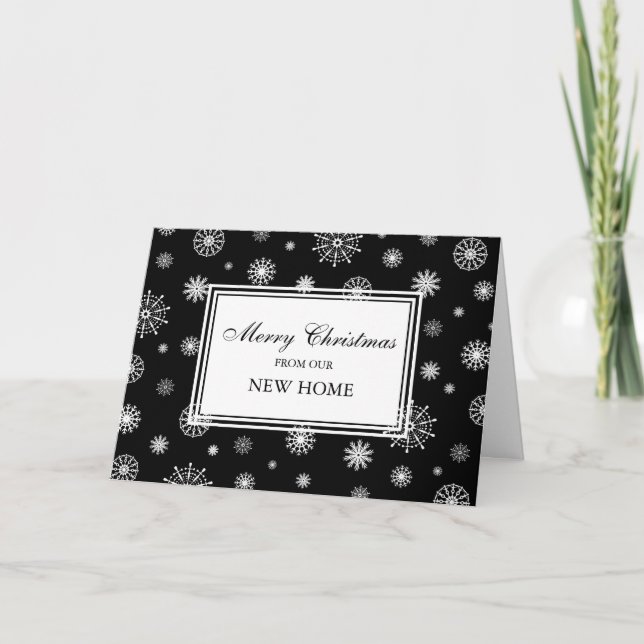 Tarjeta de Navidades de dirección nueva de nieve e (Anverso)