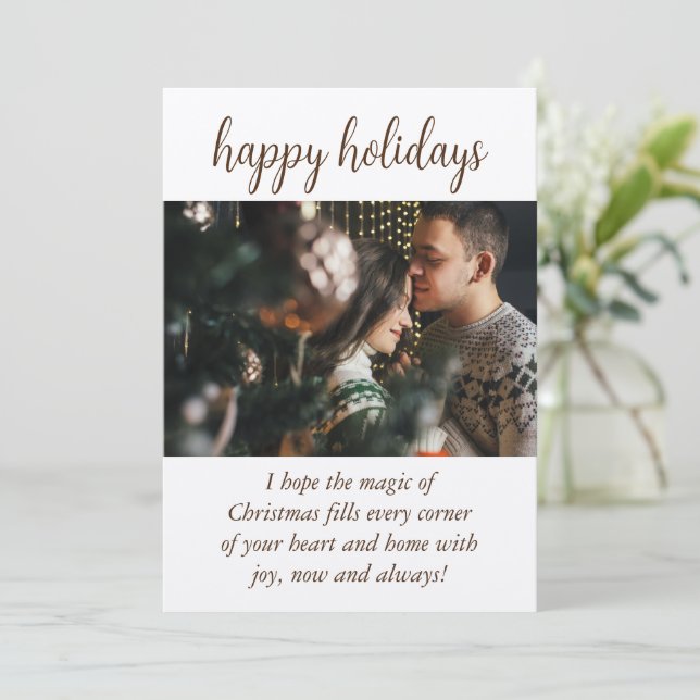 Tarjeta de Navidades de diseño rústico de papel de (Anverso de pie)