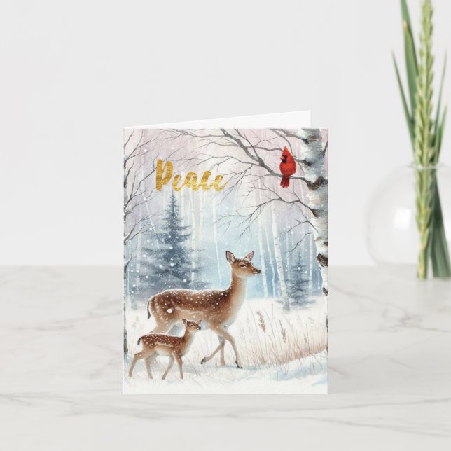 Tarjeta de Navidades de Doe y Fawn Pacíficos (Anverso)