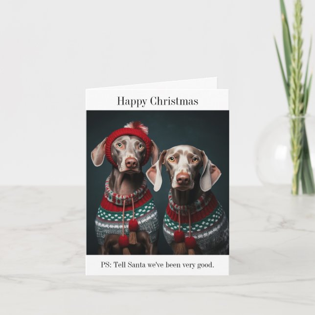 Tarjeta de Navidades de Dogs de Weimaraner (Anverso)