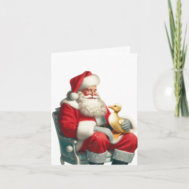 Tarjeta de Navidades de Duckling con estilo vintag (Anverso)