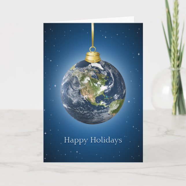 Tarjeta de Navidades de Earth Globe (Anverso)