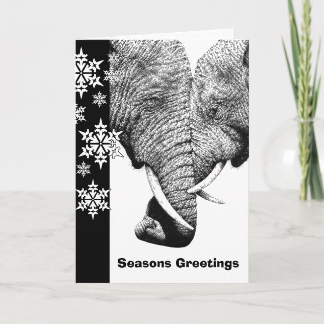 Tarjeta de Navidades de elefantes africanos (Anverso)