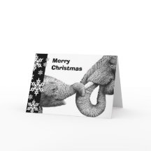 Tarjeta de Navidades de elefantes y terneros afric